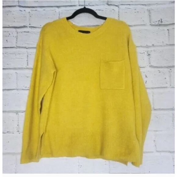 Sanctuary Yellow Sweater Long Sleeve XL side split wool blend Pocket NEW - Picture 1 of 6